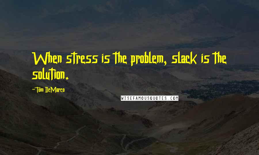 Tom DeMarco quotes: When stress is the problem, slack is the solution.