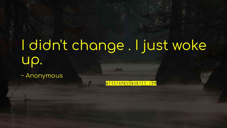 Tom Fishburne Quotes By Anonymous: I didn't change . I just woke up.