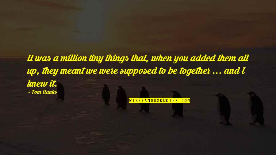 Tom Hanks Quotes By Tom Hanks: It was a million tiny things that, when Tom Hanks Quotes By Tom Hanks: It was a million tiny things that, when