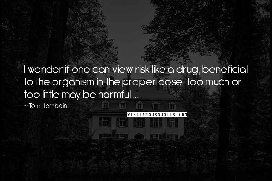 Tom Hornbein quotes: I wonder if one can view risk like a drug, beneficial to the organism in the proper dose. Too much or too little may be harmful ...