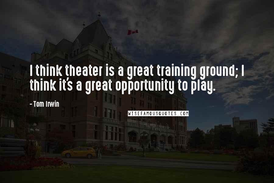 Tom Irwin quotes: I think theater is a great training ground; I think it's a great opportunity to play.