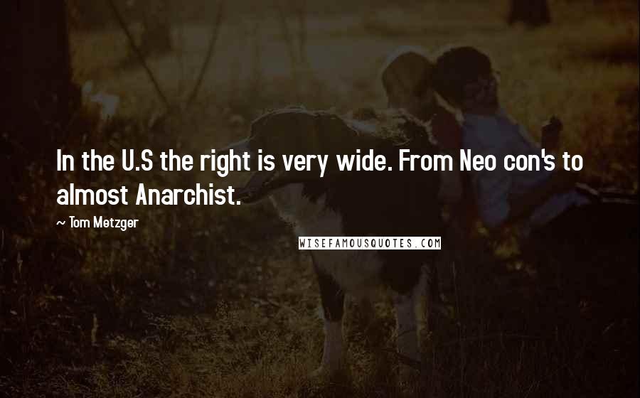 Tom Metzger quotes: In the U.S the right is very wide. From Neo con's to almost Anarchist.