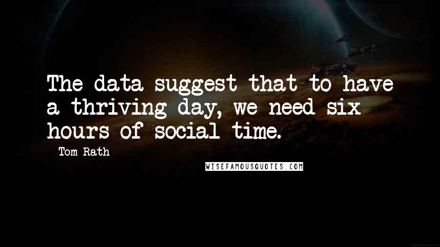Tom Rath quotes: The data suggest that to have a thriving day, we need six hours of social time.