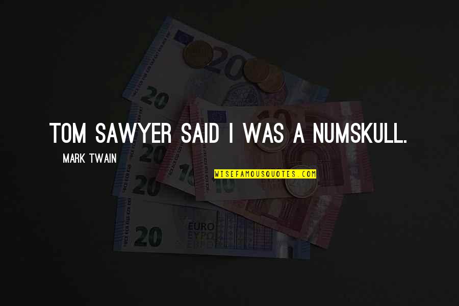 Tom Sawyer Huck Finn Quotes By Mark Twain: Tom Sawyer said I was a numskull.