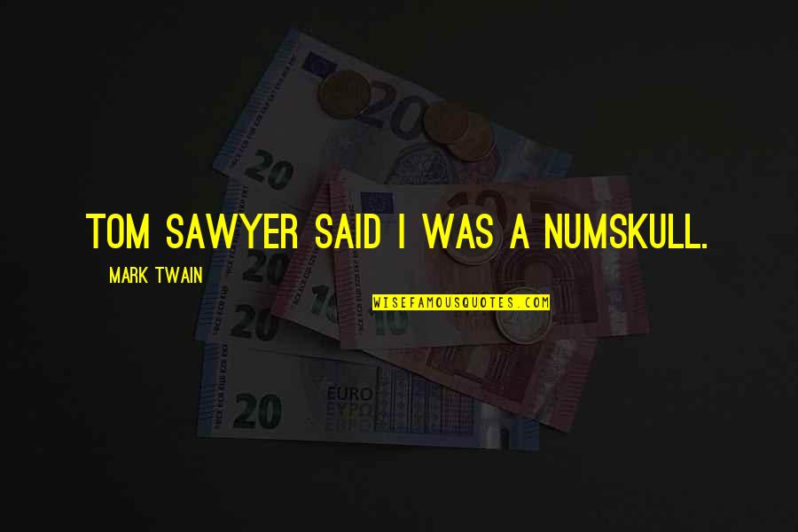 Tom Sawyer Quotes By Mark Twain: Tom Sawyer said I was a numskull. Tom Sawyer Quotes By Mark Twain: Tom Sawyer said I was a numskull.
