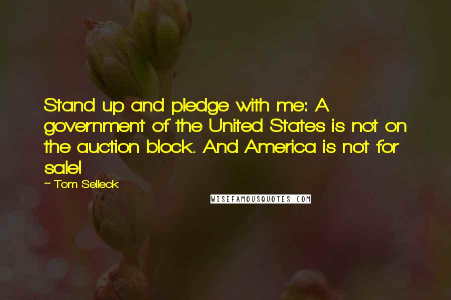 Tom Selleck quotes: Stand up and pledge with me: A government of the United States is not on the auction block. And America is not for sale!