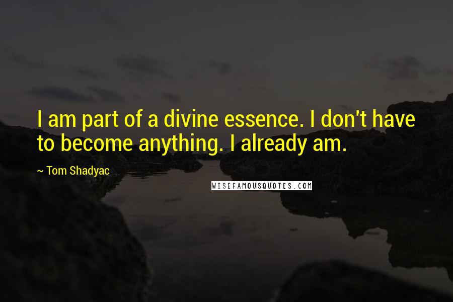 Tom Shadyac quotes: I am part of a divine essence. I don't have to become anything. I already am.