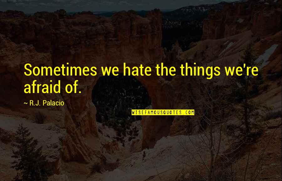 Tom Wolfe Bonfire Of The Vanities Quotes By R.J. Palacio: Sometimes we hate the things we're afraid of.