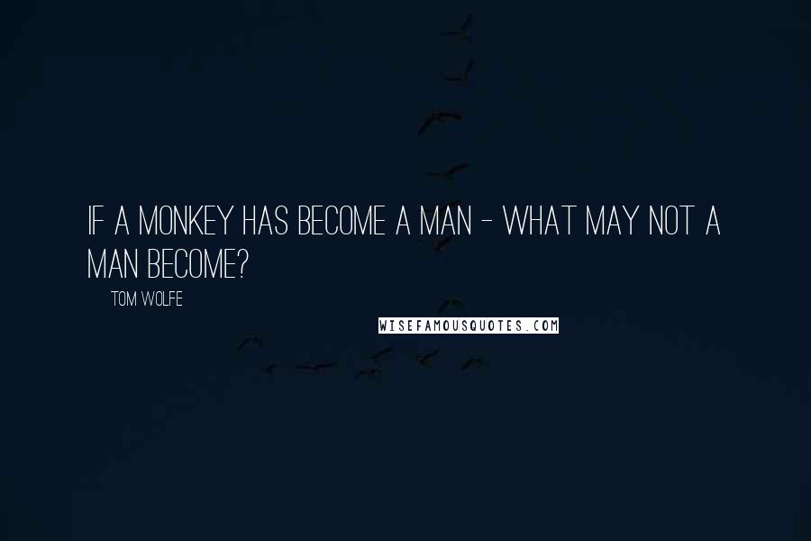 Tom Wolfe quotes: If a monkey has become a man - what may not a man become?