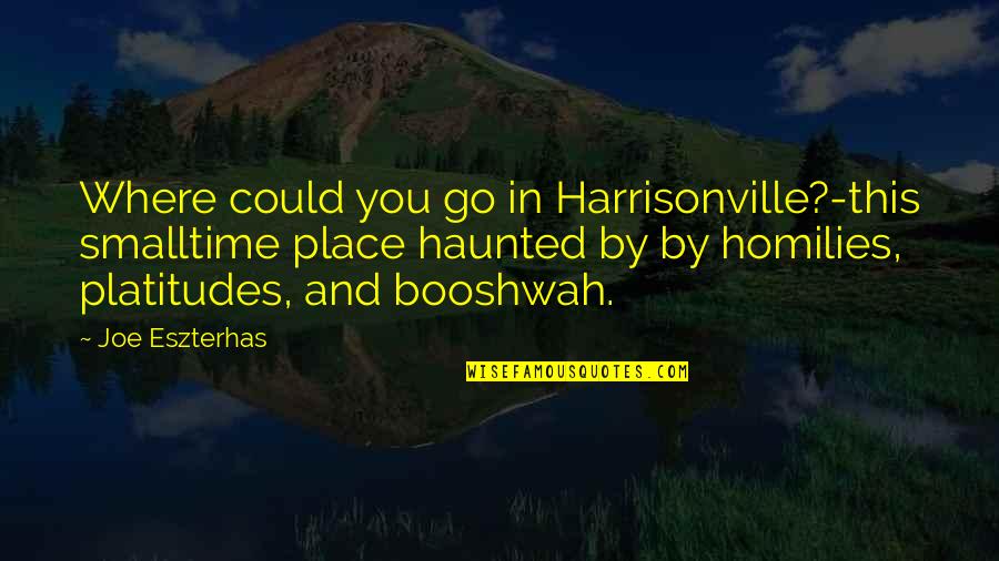 Tomake Quotes By Joe Eszterhas: Where could you go in Harrisonville?-this smalltime place Tomake Quotes By Joe Eszterhas: Where could you go in Harrisonville?-this smalltime place