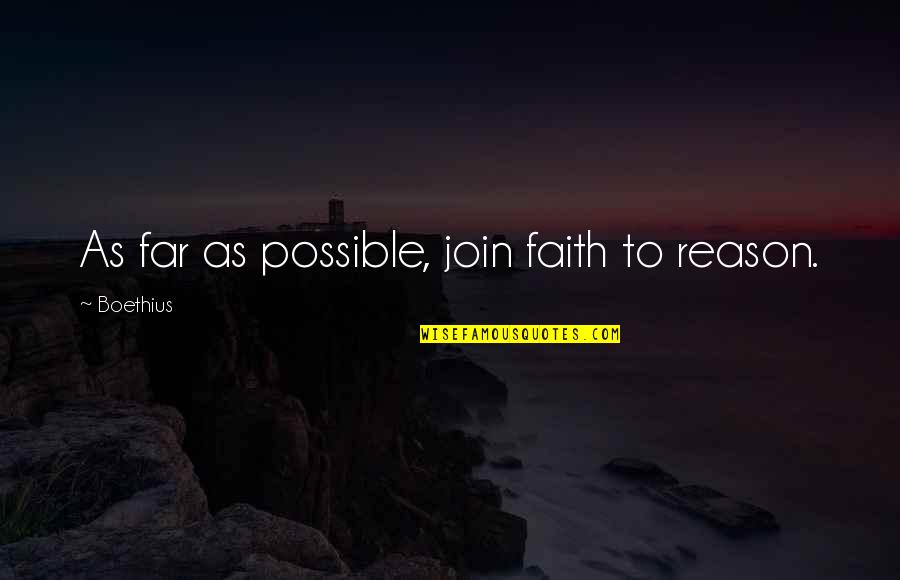 Tomari Mari Quotes By Boethius: As far as possible, join faith to reason. Tomari Mari Quotes By Boethius: As far as possible, join faith to reason.