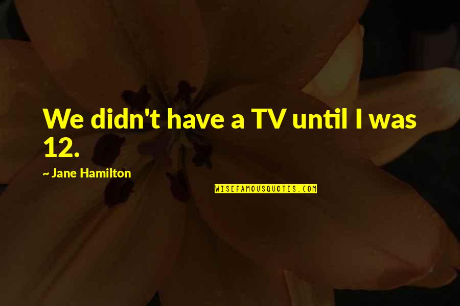Tomas Maldonado Quotes By Jane Hamilton: We didn't have a TV until I was