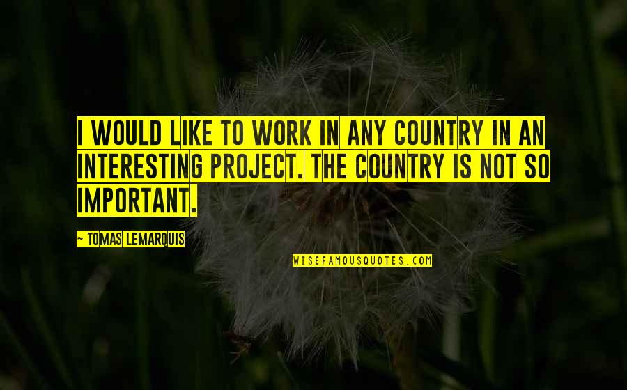 Tomas Quotes By Tomas Lemarquis: I would like to work in any country