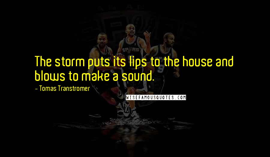 Tomas Transtromer quotes: The storm puts its lips to the house and blows to make a sound.