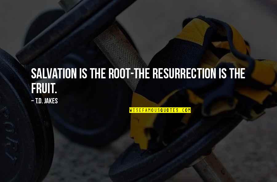 Tomaso Quotes By T.D. Jakes: Salvation is the root-the resurrection is the fruit.