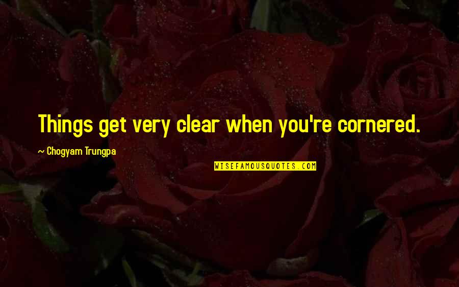 Tomassi Red Quotes By Chogyam Trungpa: Things get very clear when you're cornered.