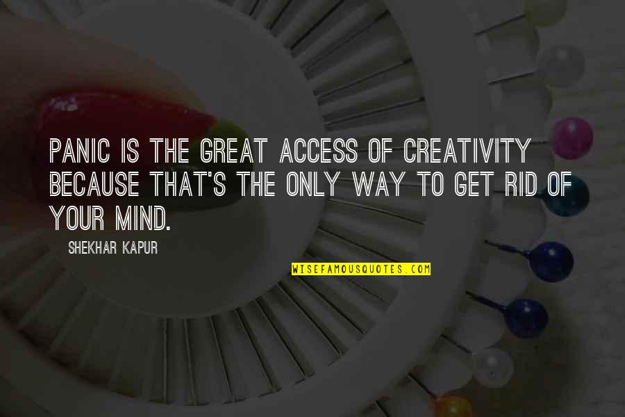 Tomaszewski Md Quotes By Shekhar Kapur: Panic is the great access of creativity because
