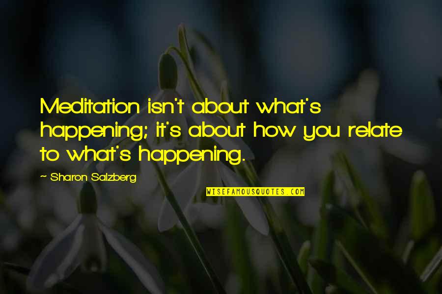 Tomkins Quotes By Sharon Salzberg: Meditation isn't about what's happening; it's about how
