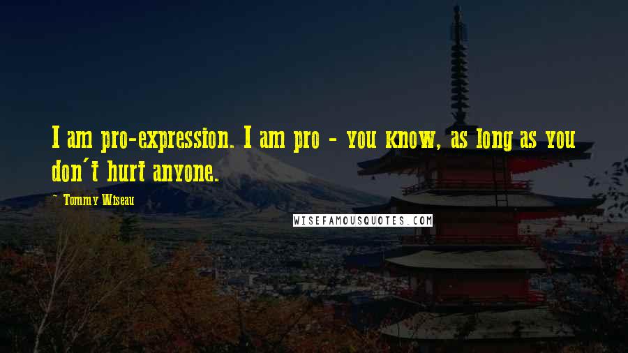 Tommy Wiseau quotes: I am pro-expression. I am pro - you know, as long as you don't hurt anyone.