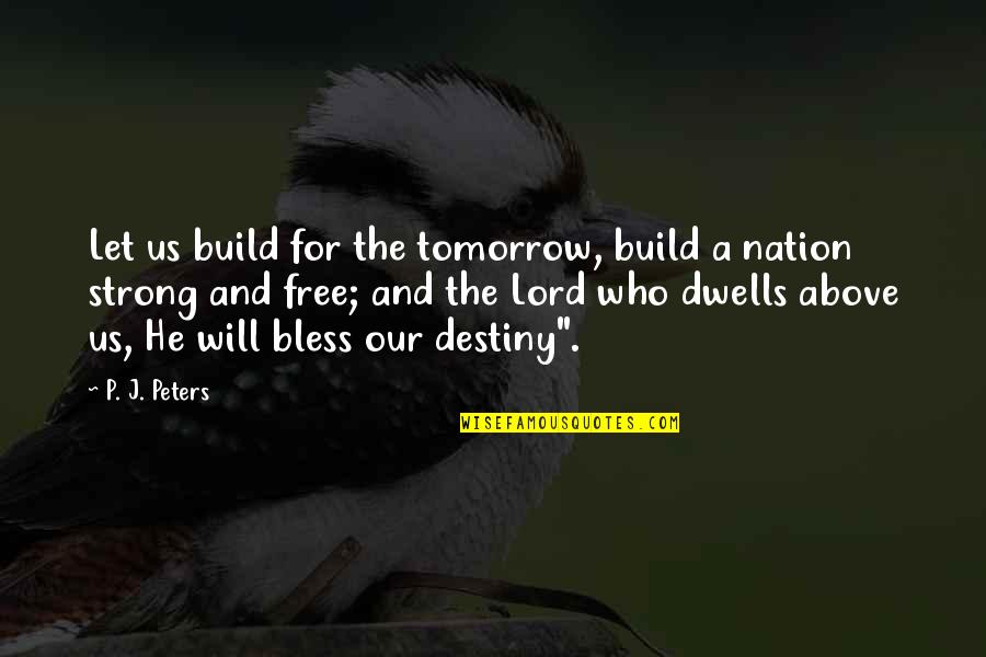 Tomorrow For Quotes By P. J. Peters: Let us build for the tomorrow, build a