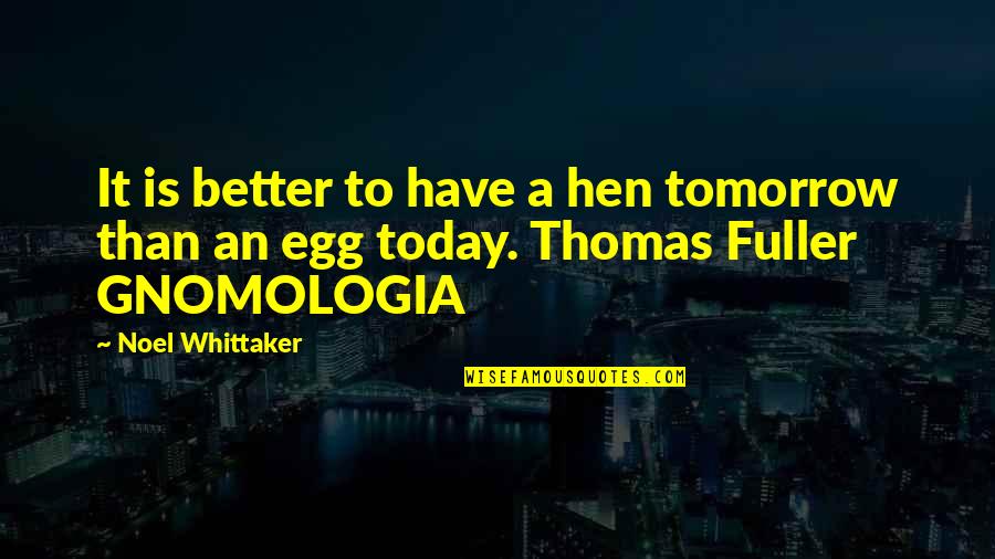 Tomorrow Is Better Than Today Quotes By Noel Whittaker: It is better to have a hen tomorrow