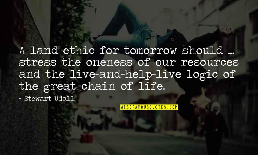 Tomorrow Land Quotes By Stewart Udall: A land ethic for tomorrow should ... stress Tomorrow Land Quotes By Stewart Udall: A land ethic for tomorrow should ... stress