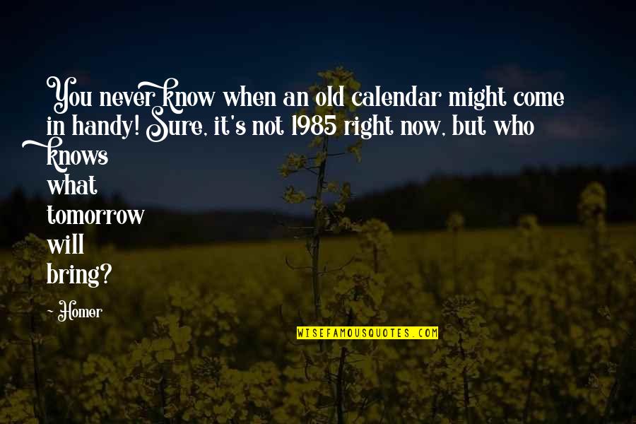 Tomorrow Never Knows Quotes By Homer: You never know when an old calendar might