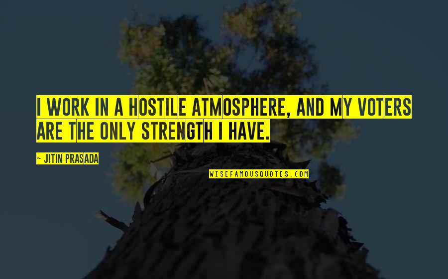 Tomun Gozunde Quotes By Jitin Prasada: I work in a hostile atmosphere, and my