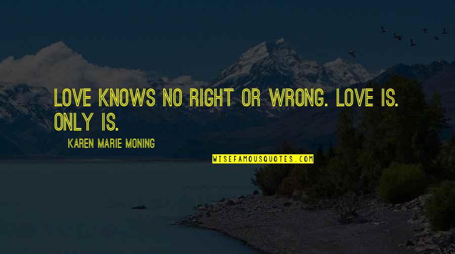 Tone In The Great Gatsby Quotes By Karen Marie Moning: Love knows no right or wrong. Love is.