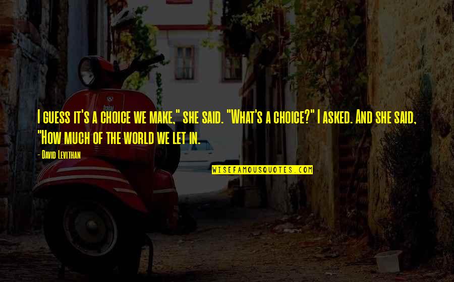Tongue Twister Funny Quotes By David Levithan: I guess it's a choice we make," she Tongue Twister Funny Quotes By David Levithan: I guess it's a choice we make," she