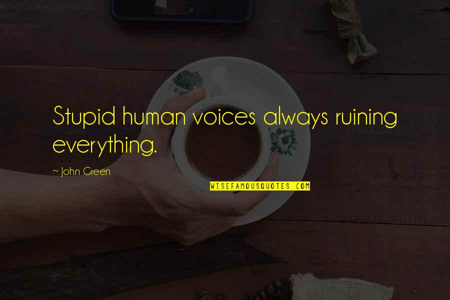 Tongues Wagging Quotes By John Green: Stupid human voices always ruining everything.