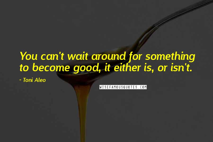 Toni Aleo quotes: You can't wait around for something to become good, it either is, or isn't.