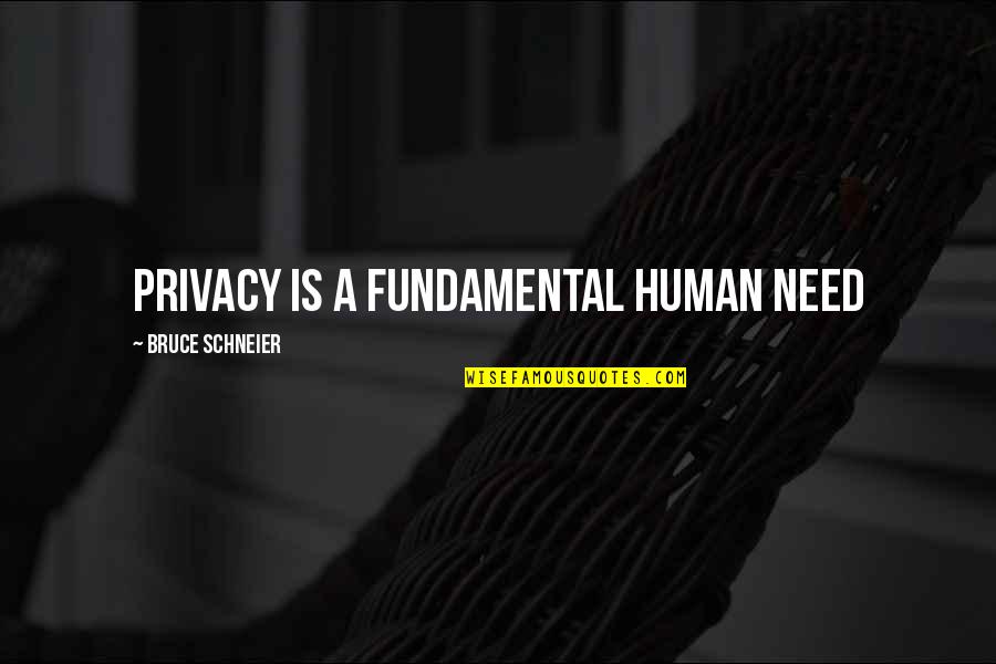 Toni Kane Quotes By Bruce Schneier: Privacy is a fundamental human need
