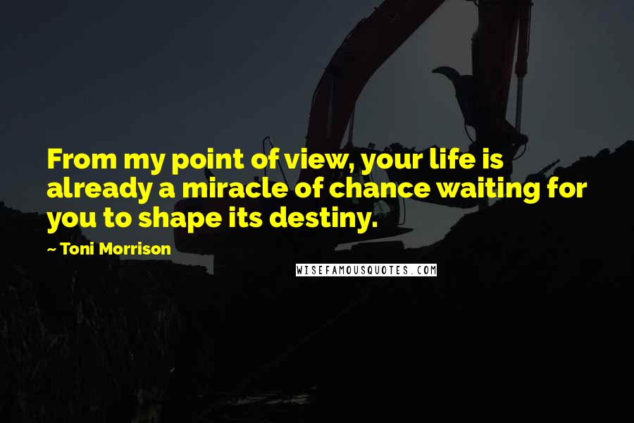 Toni Morrison quotes: From my point of view, your life is already a miracle of chance waiting for you to shape its destiny.