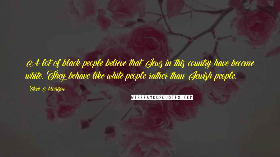 Toni Morrison quotes: A lot of black people believe that Jews in this country have become white. They behave like white people rather than Jewish people.