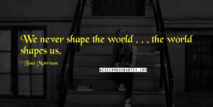 Toni Morrison quotes: We never shape the world . . . the world shapes us.