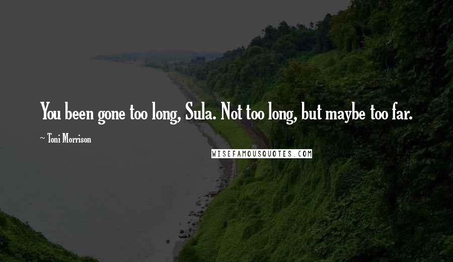 Toni Morrison quotes: You been gone too long, Sula. Not too long, but maybe too far.