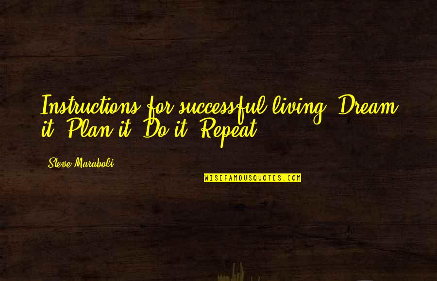 Toni Packer Quotes By Steve Maraboli: Instructions for successful living: Dream it. Plan it.