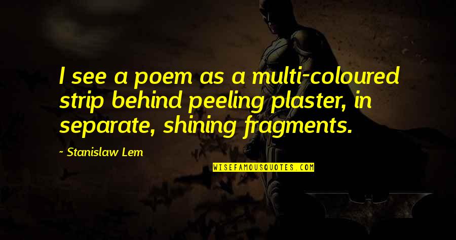 Tonul Si Quotes By Stanislaw Lem: I see a poem as a multi-coloured strip