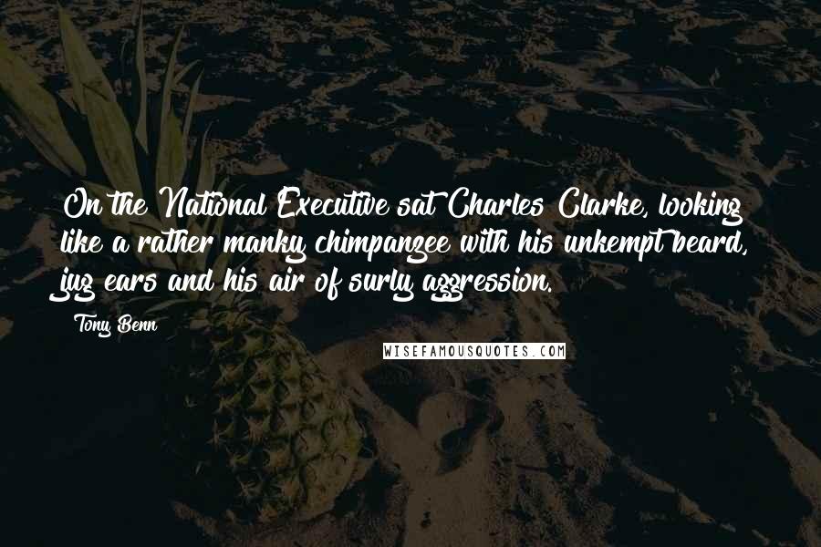 Tony Benn quotes: On the National Executive sat Charles Clarke, looking like a rather manky chimpanzee with his unkempt beard, jug ears and his air of surly aggression.
