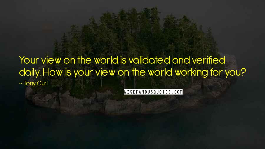 Tony Curl quotes: Your view on the world is validated and verified daily. How is your view on the world working for you?