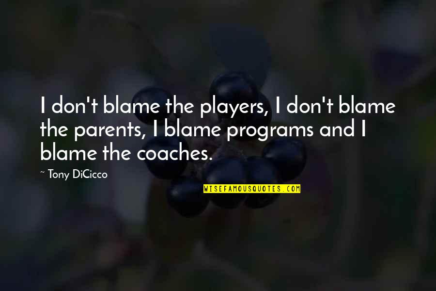 Tony Dicicco Quotes By Tony DiCicco: I don't blame the players, I don't blame Tony Dicicco Quotes By Tony DiCicco: I don't blame the players, I don't blame