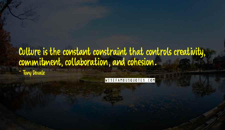 Tony Dovale quotes: Culture is the constant constraint that controls creativity, commitment, collaboration, and cohesion.