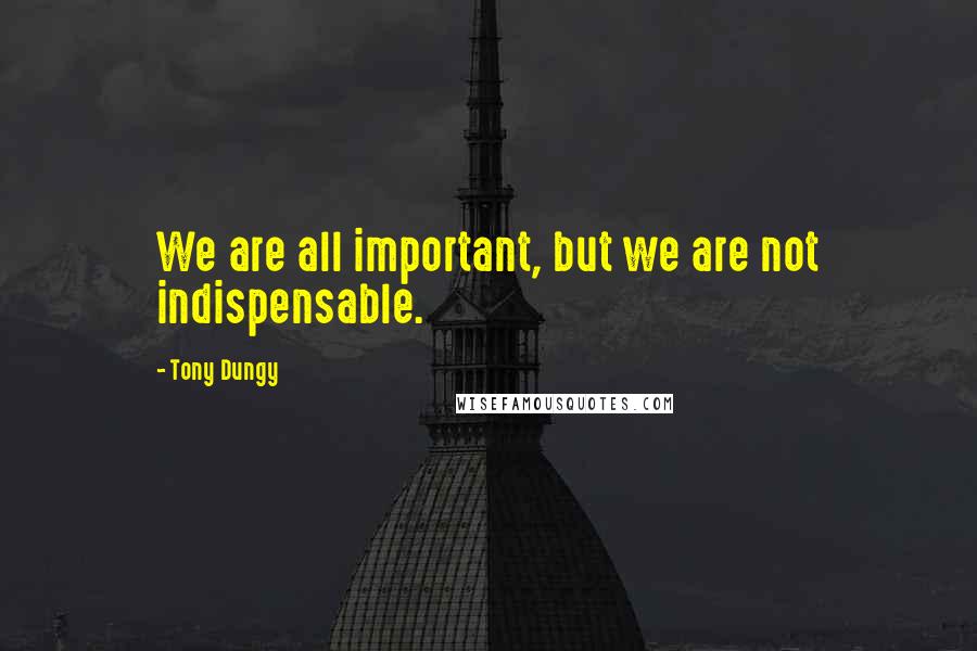 Tony Dungy quotes: We are all important, but we are not indispensable.