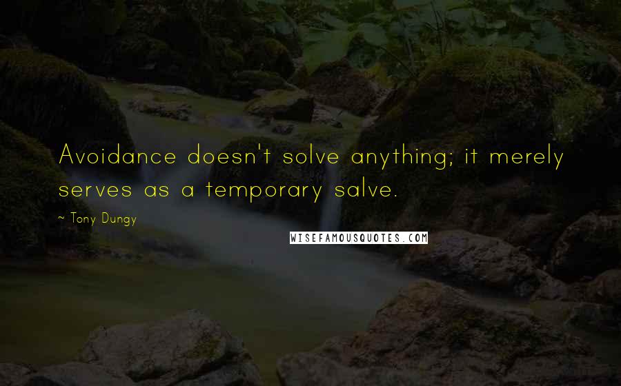 Tony Dungy quotes: Avoidance doesn't solve anything; it merely serves as a temporary salve.