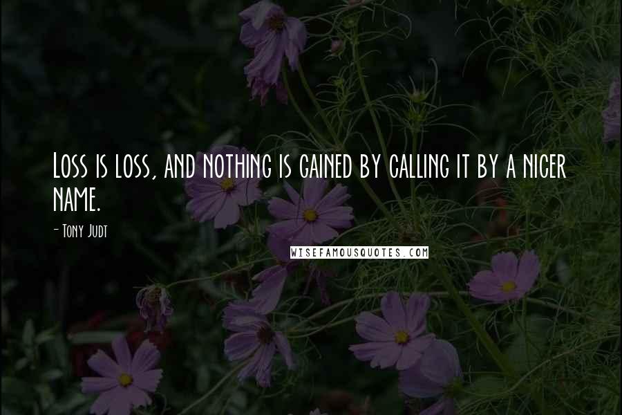 Tony Judt quotes: Loss is loss, and nothing is gained by calling it by a nicer name.