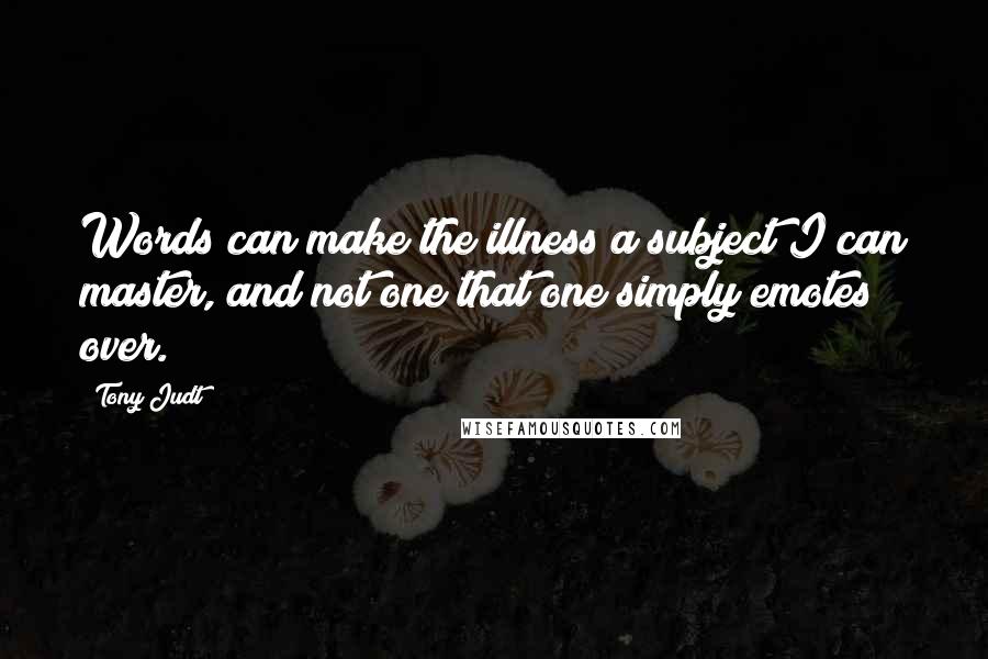 Tony Judt quotes: Words can make the illness a subject I can master, and not one that one simply emotes over.