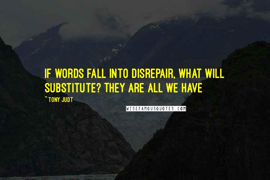 Tony Judt quotes: If words fall into disrepair, what will substitute? They are all we have