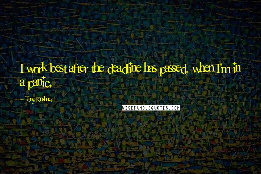 Tony Kushner quotes: I work best after the deadline has passed, when I'm in a panic.