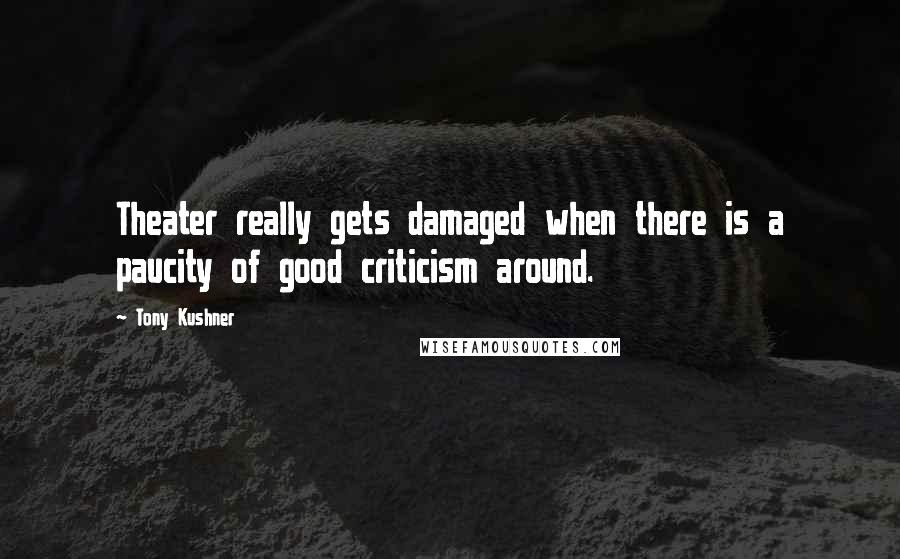 Tony Kushner quotes: Theater really gets damaged when there is a paucity of good criticism around.